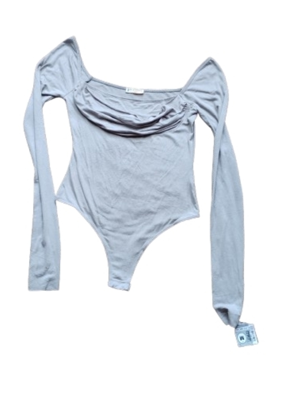 New Without Tags Free People Movement Gray Long Sleeve Bodysuit Draped Neck Medi